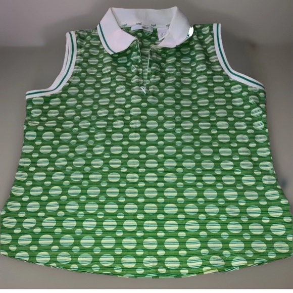 Liz Claiborne Tops - Liz Golf Sleeveless‎ Top Petite Small PS SP Green Dots Stripes
